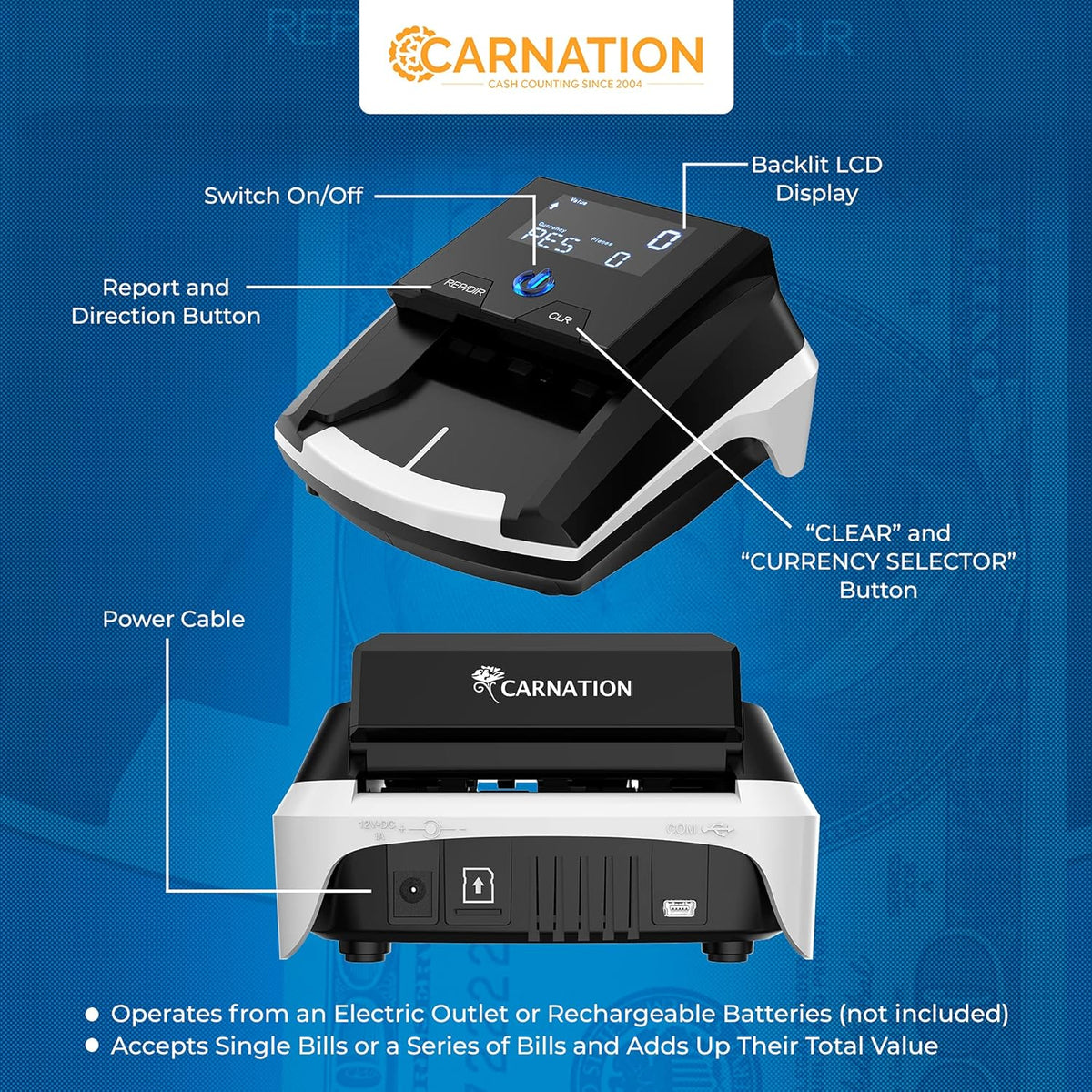 Automatic Counterfeit Bill Detector with Ultraviolet, Magnetic Ink, IR Technology X199128