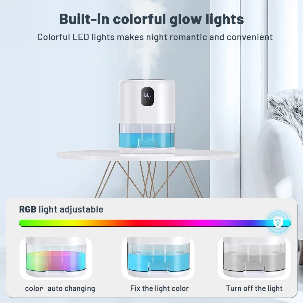 1000ml Portable Dehumidifier, Auto Defrost, Ultra Quiet, White P385634