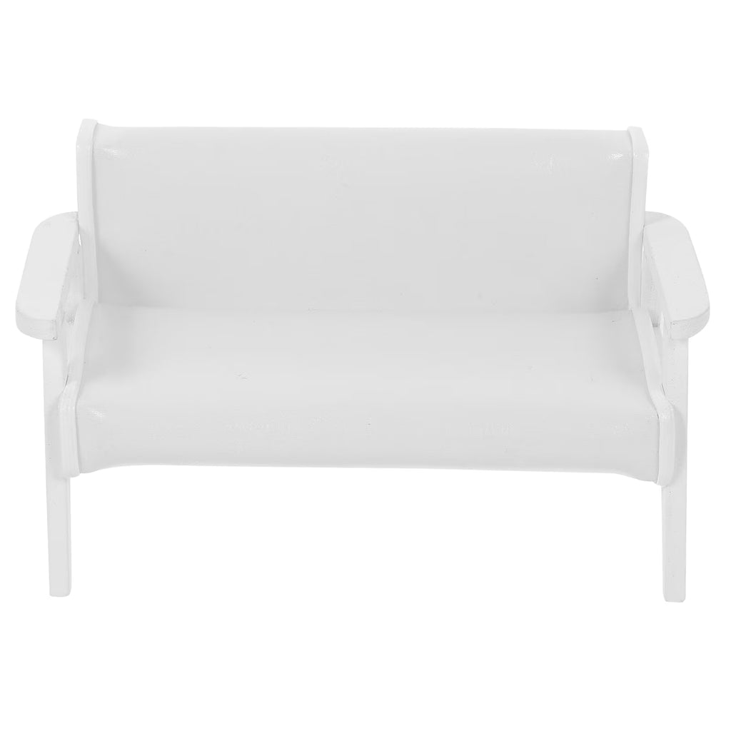 White Leather Wooden Miniature Chair House W60628
