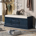Solid Wood Shoe Bench with 3 Doors and Removable Cushion W18528