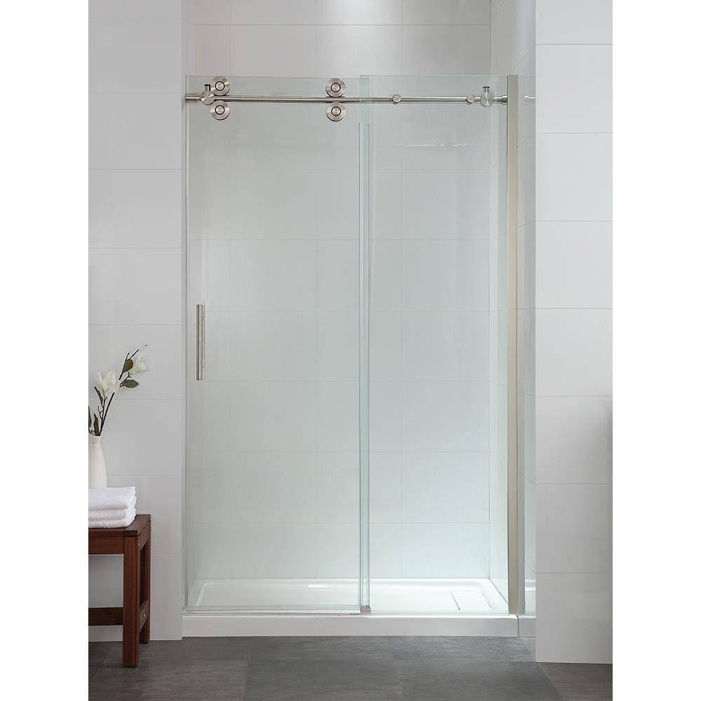 Frameless Sliding Satin Nickel Shower Door S236779