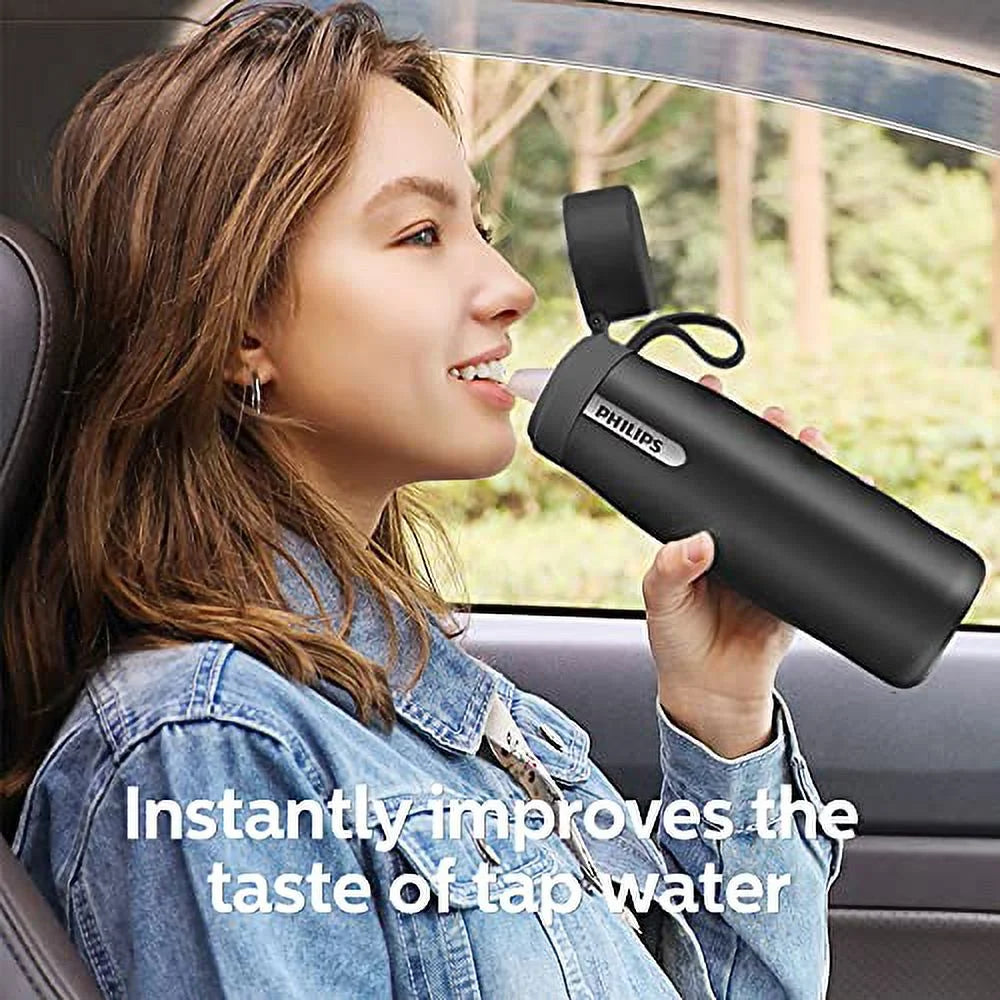 Insulated Stainless-Steel Water Bottle With Filter, 18.6 Oz, Gray S324
