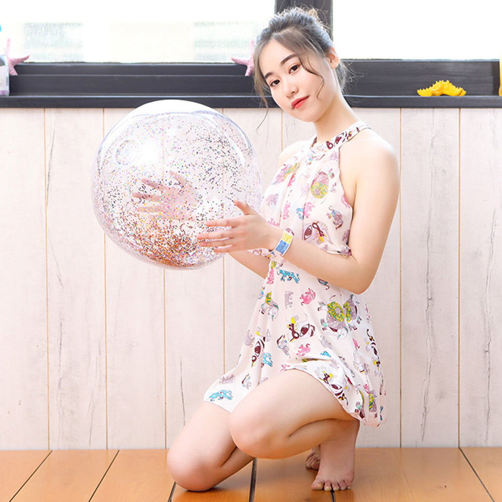 4pcs Glitter Sequin PVC Inflatable Beach Balls with Pumps F291