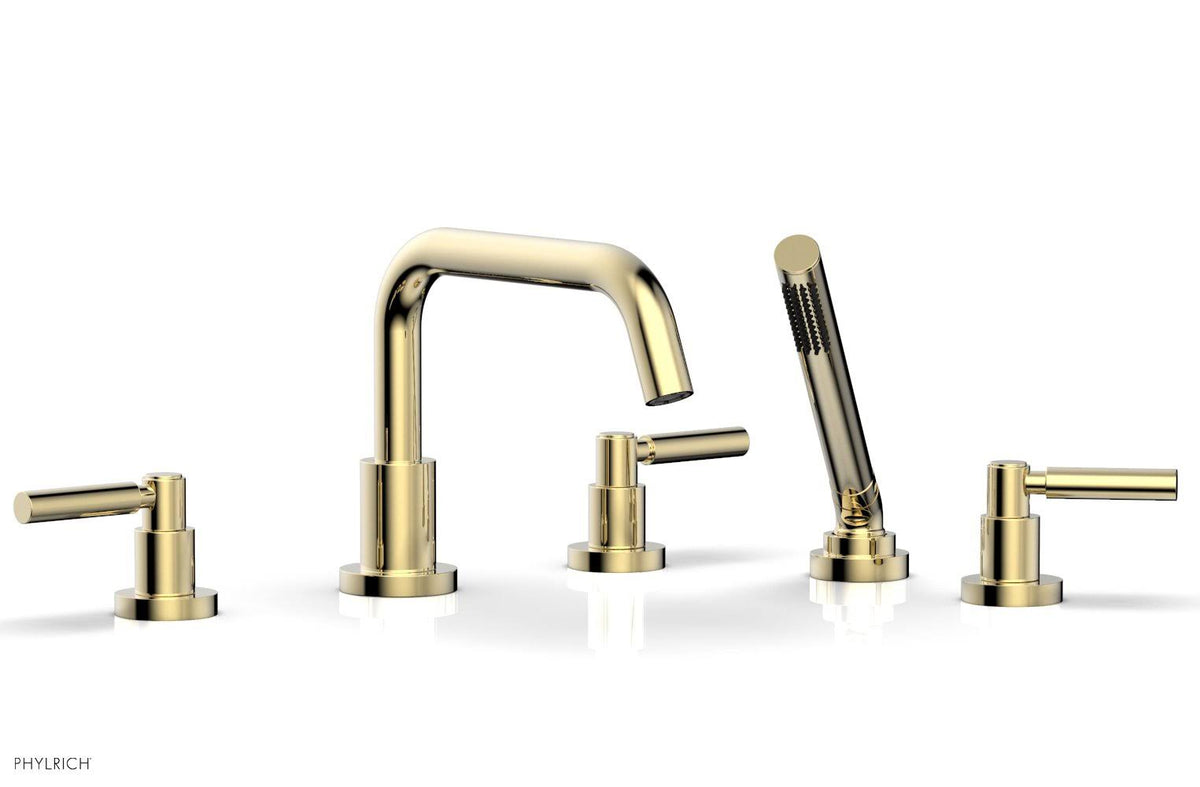 Three Lever Handle Widespread Roman Tub Faucet with Handshower A762150