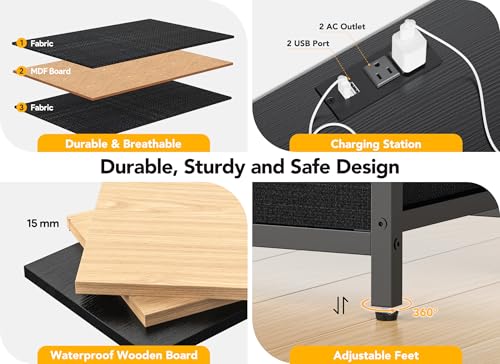 Black 8 Drawer Dresser with LED Lights and Power Outlets C73292