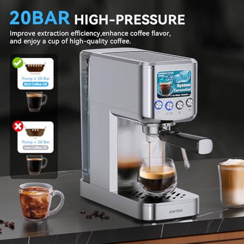 20 Bar Compact Stainless Steel Espresso Machine with Milk Frother E84144