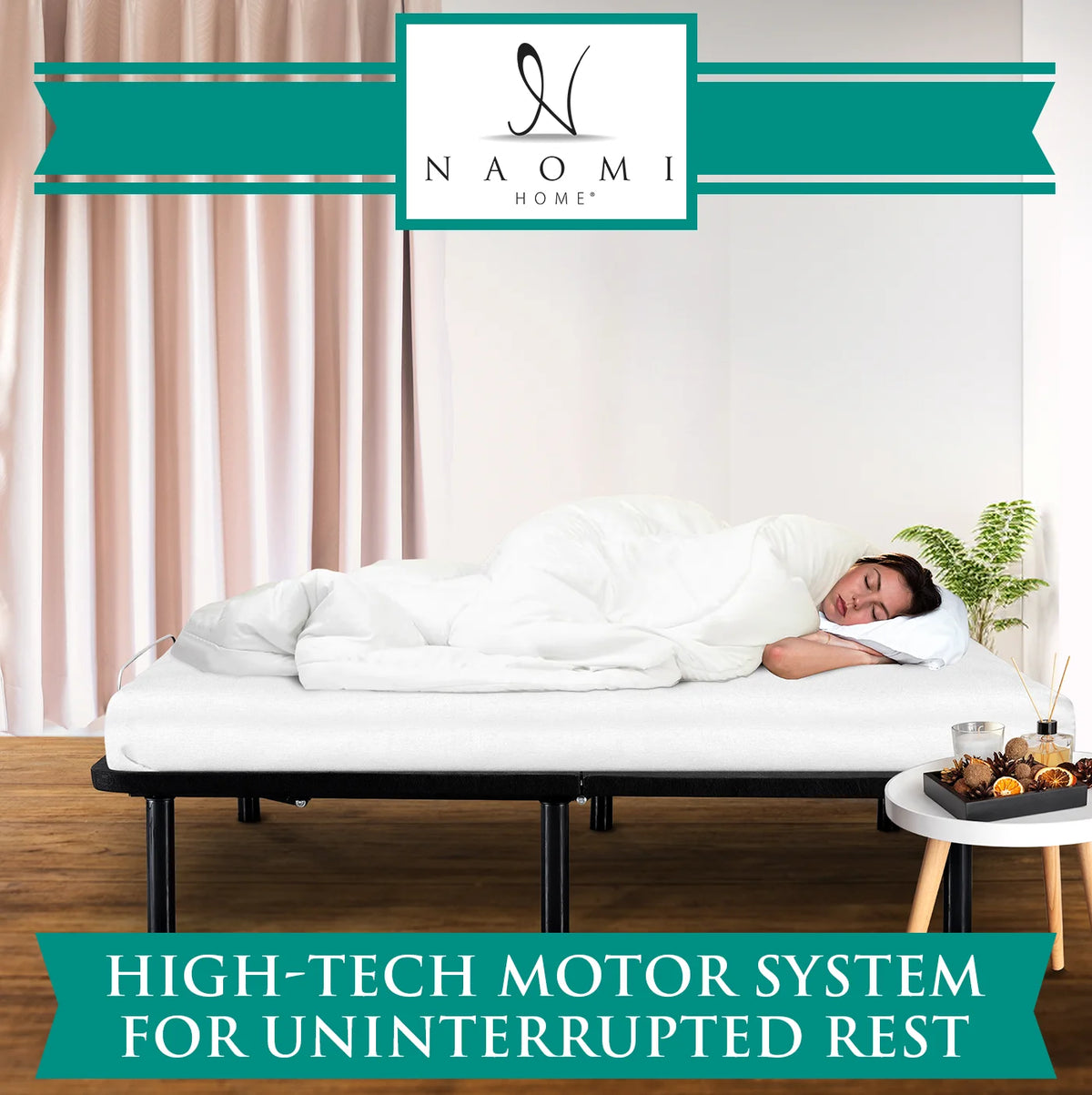 Twin XL Black Adjustable Bed Frame with Remote Y2676