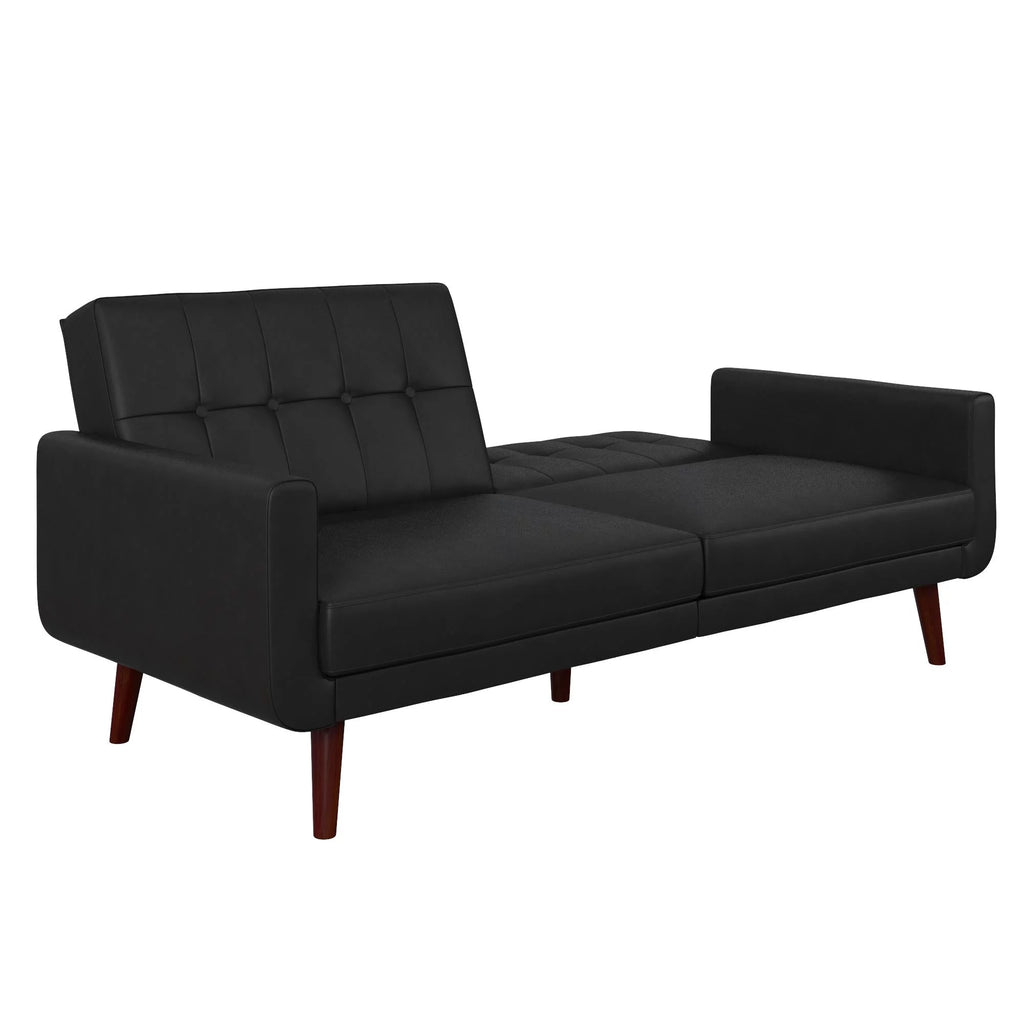 Black Faux Leather Futon U91122