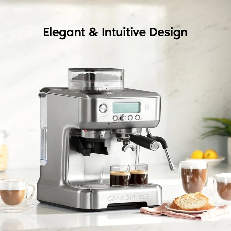 20 Bar Espresso Machine with LCD Display, 92 fl oz Water Tank, Silver R387