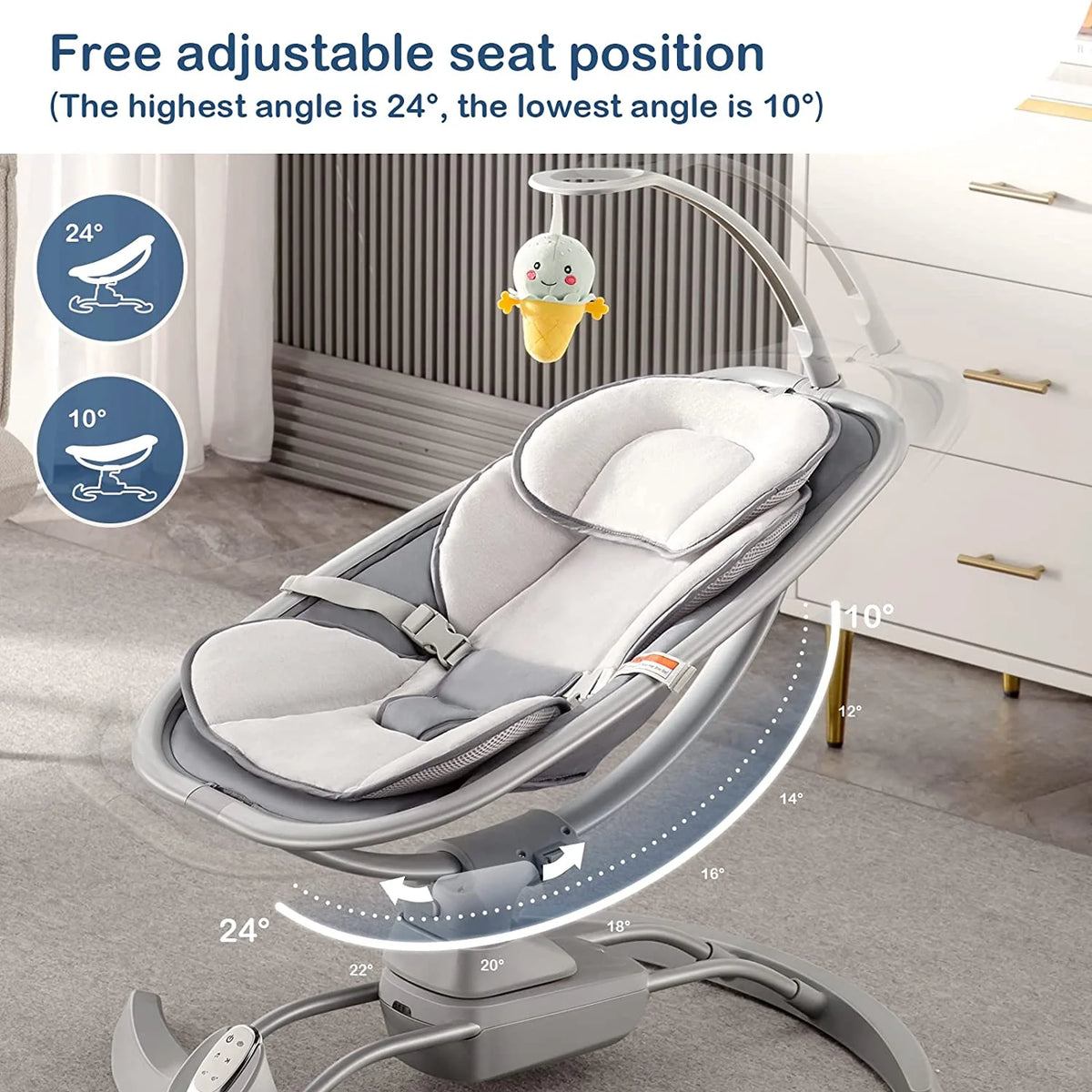 Portable Baby Swing with 3 Speeds Music Remote Control O7697