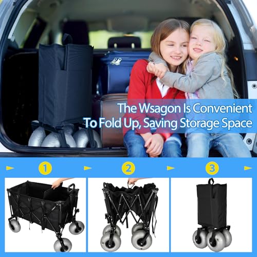 Heavy Duty Collapsible Wagon with All-Terrain 9" Pneumatic Tires and Detachable Cooler P854127