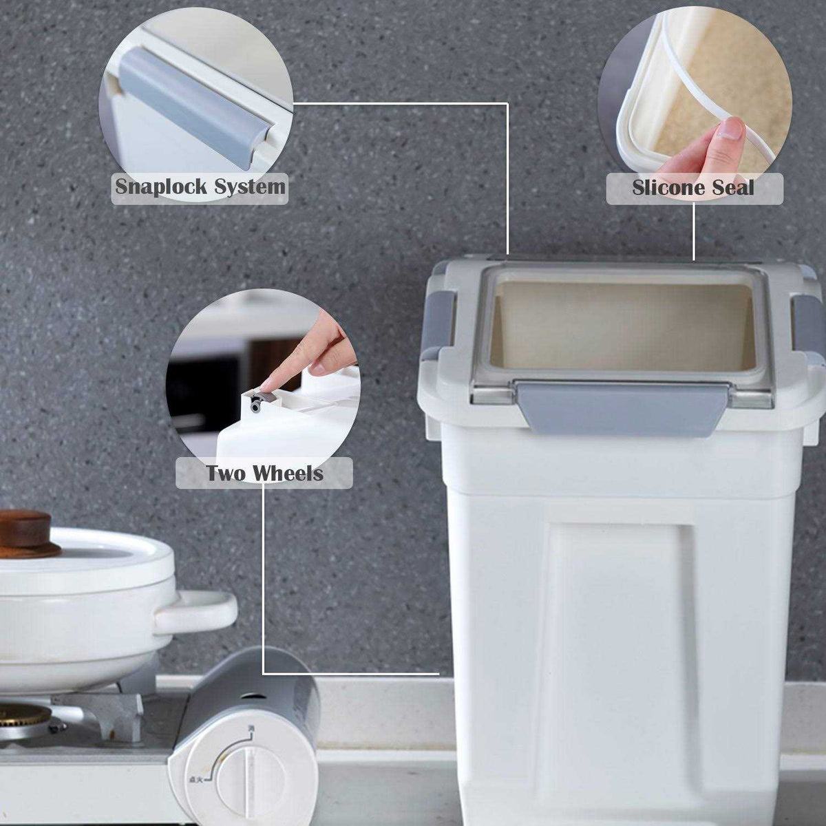 Pet Food Storage Container with Measuring Cup P265
