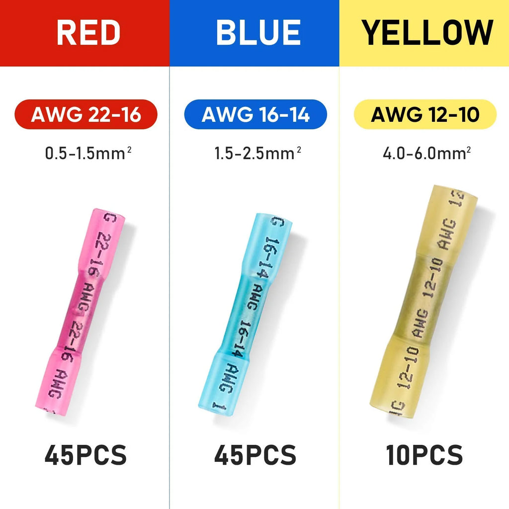 100pcs Insulated Waterproof Heat Shrink Butt Connectors Kit J29139