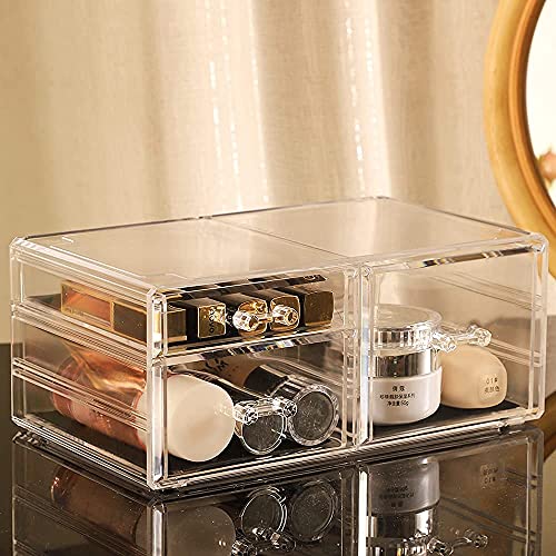 Large Clear Makeup Organizer with 8 Drawers, Set of 3 A92185