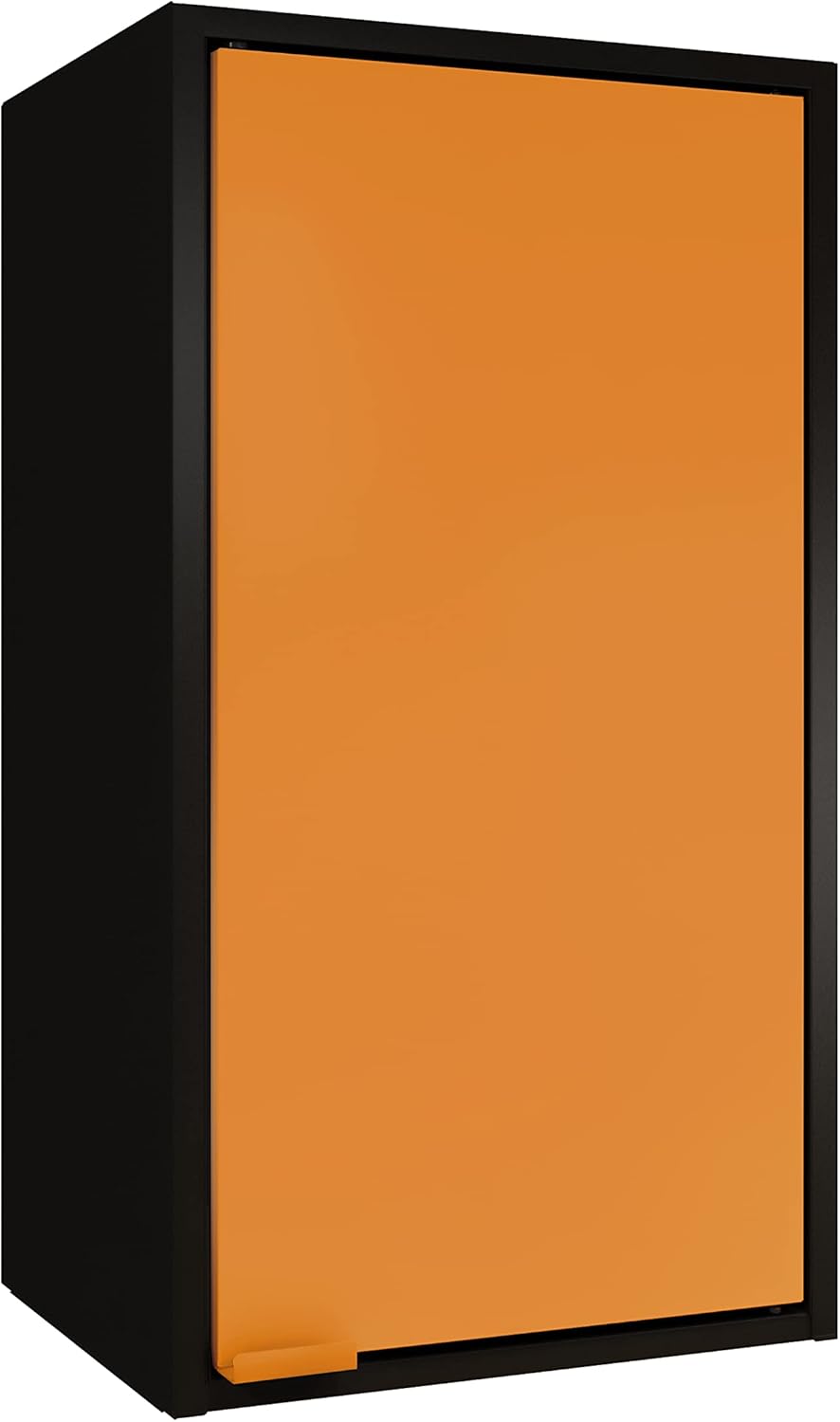 Black and Orange One Door Wall Steel Cabinet Z4854
