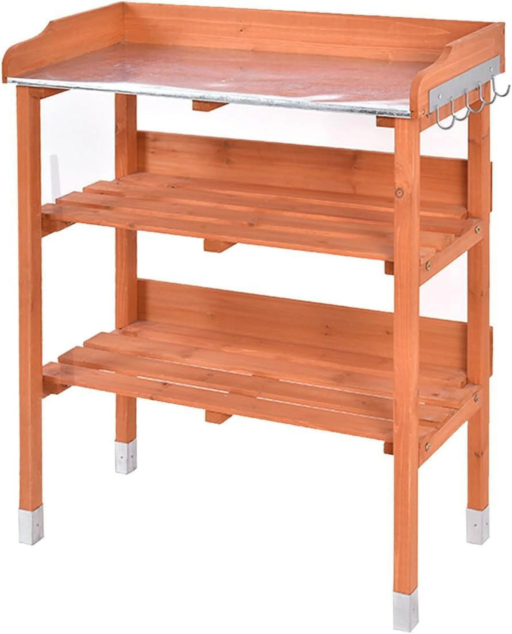 Wooden Potting Bench Work Station Table with Storage Shelf N794