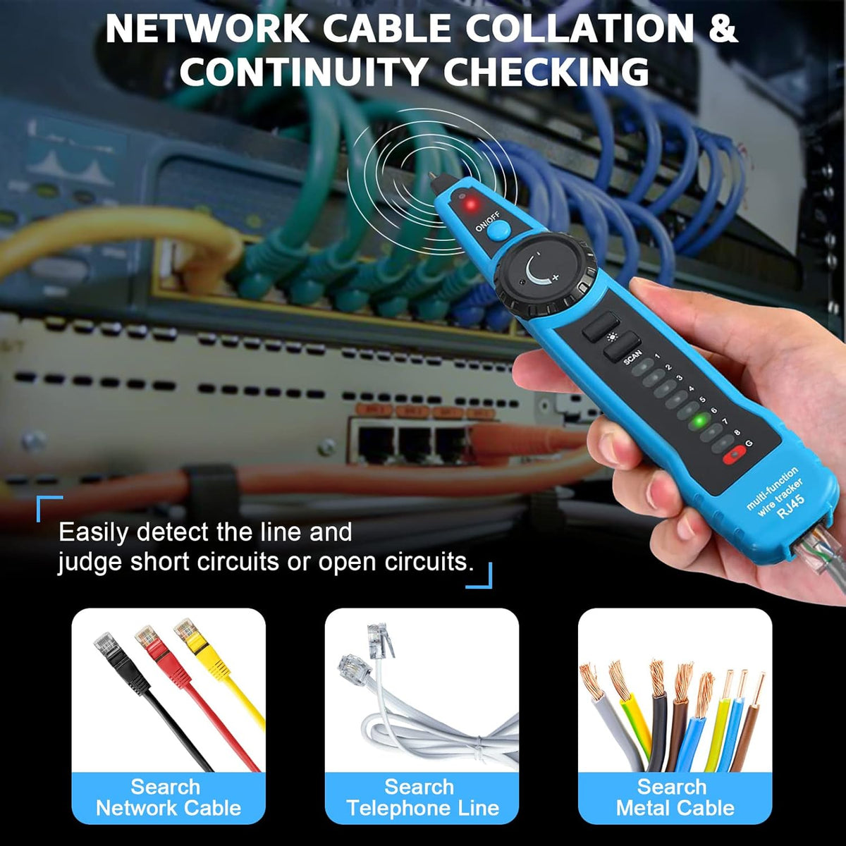 RJ11 RJ45 Multifunction Wire Tracker Cable Tester N4516