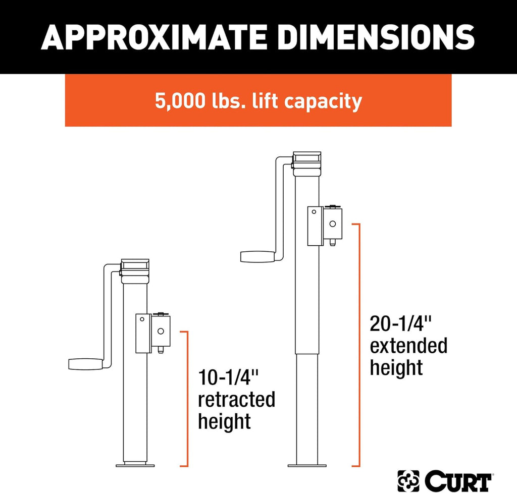 Weld-On Pipe-Mount Swivel Trailer Jack, 5,000 lbs, 10 Inches Vertical Travel, Black, Pack of 2 F1642