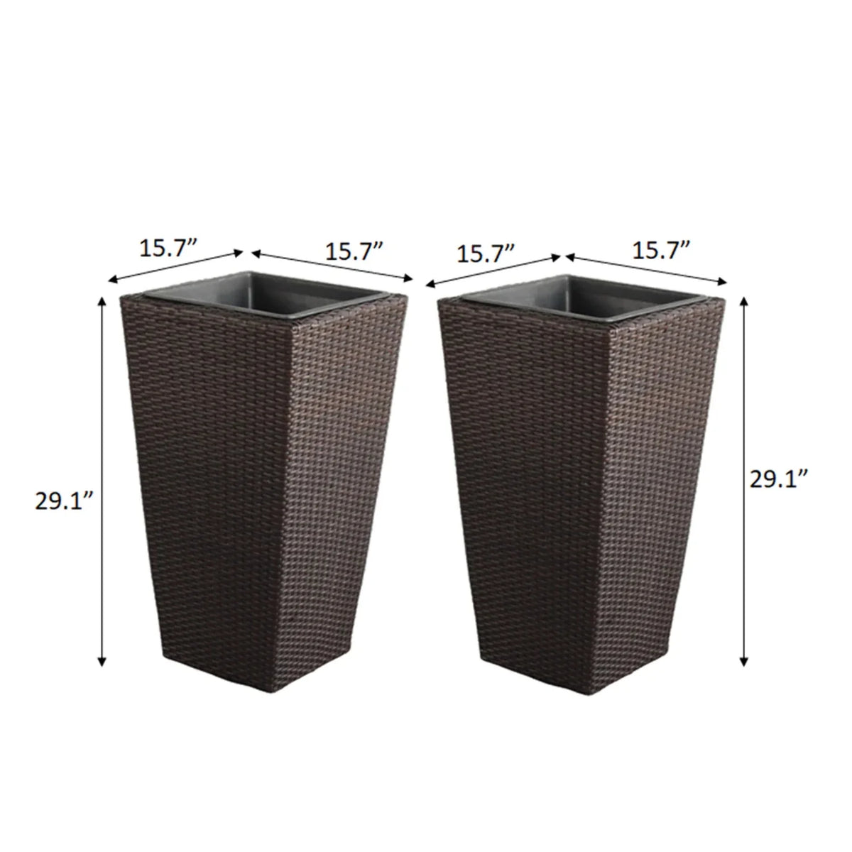 Rectangular All-Weather Wicker Planter with Plastic Liner R2288