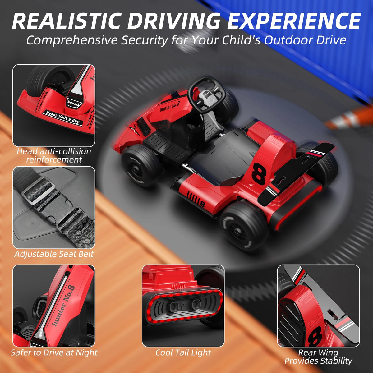 Red 12V7Ah Electric Drift Go Kart with Remote Control E45740