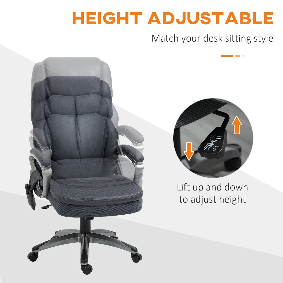 Gray Executive Office Chair with Vibration Massage Y431