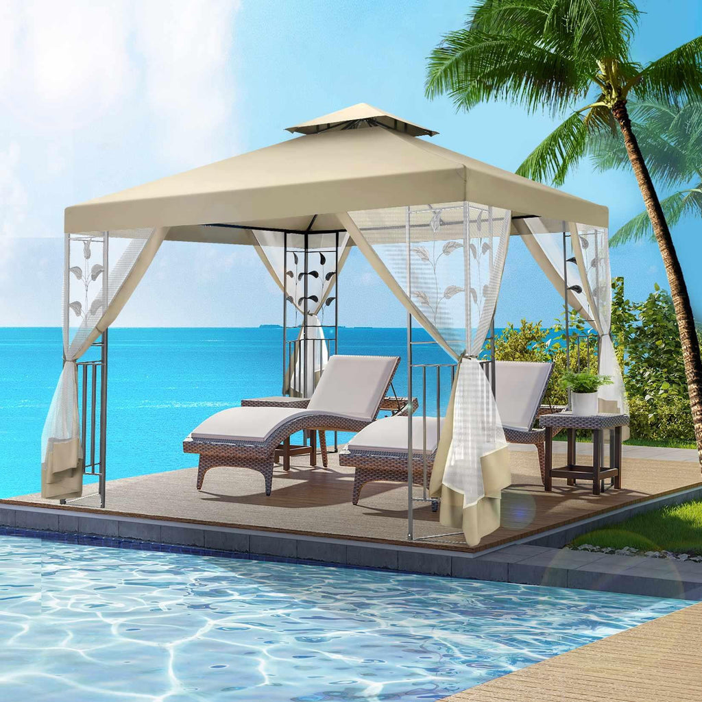 Outdoor Gazebo Canopy with 4 Detachable Mosquito Nets O248