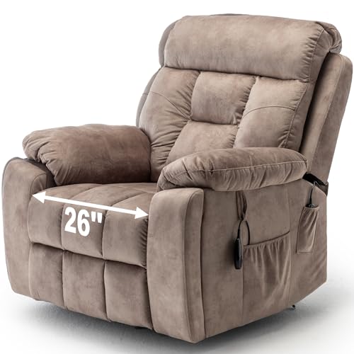 Power Lift Recliner Chair with Massage and Heating, 26in Extra Wide Seat with Cup Holder U7976