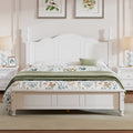 White Queen Size Wood Platform Bed Frame with Headboard U479353