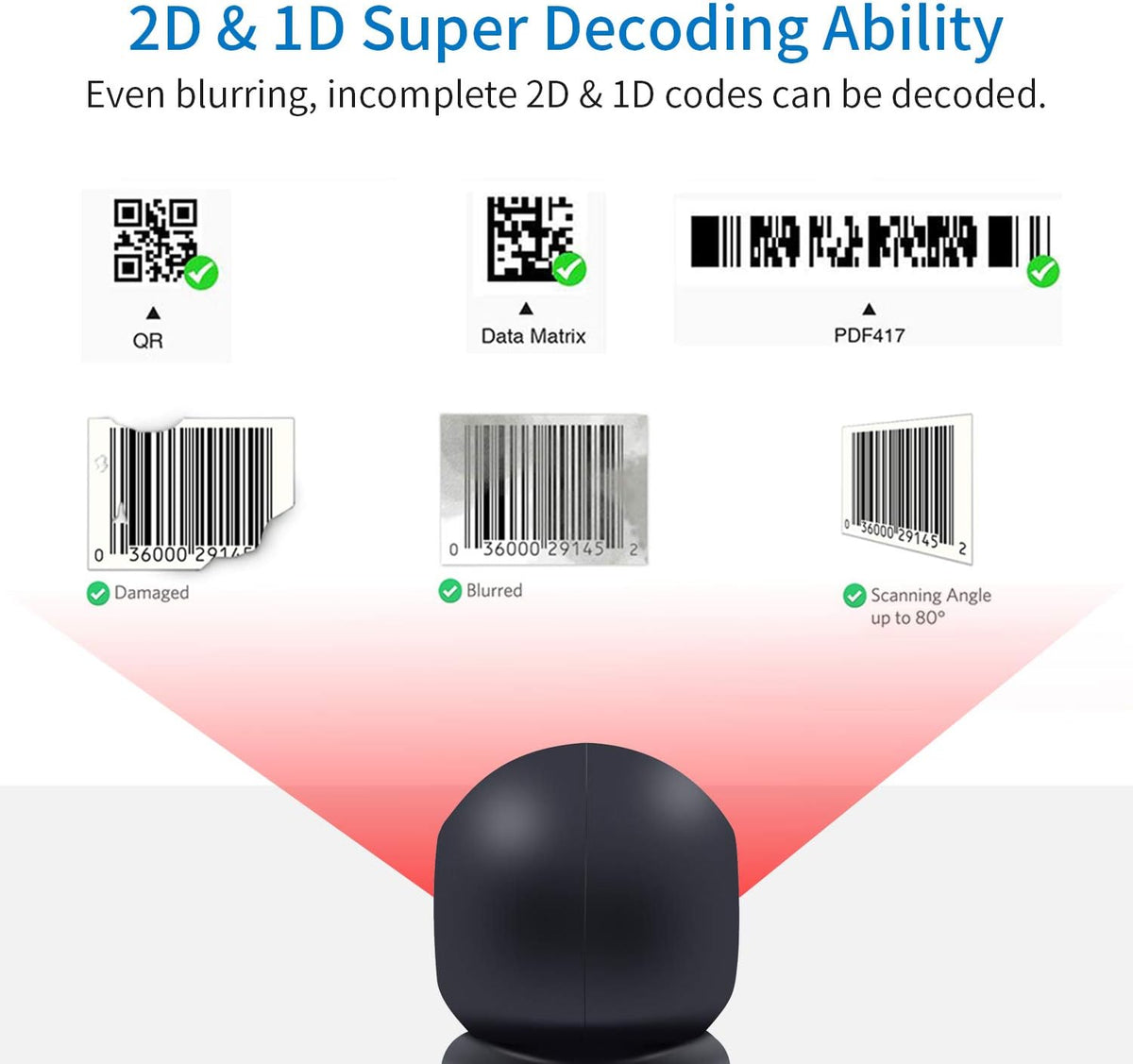 Desktop Barcode Scanner with USB C6789