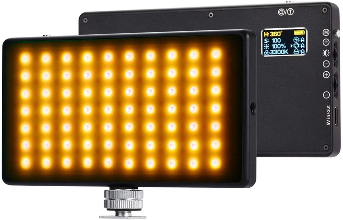 RGB Video Light, Magnetic Adsorption Photography Light, Full Color 9 Lighting Effect Adjustable 1-100% Stepless Dimming Portable Light U77827