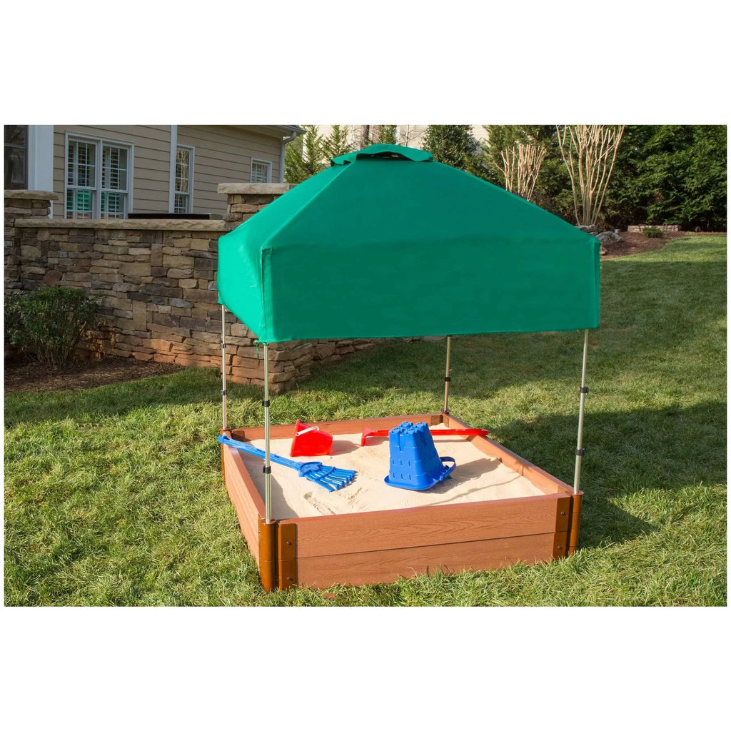 4 ft. x 4 ft. x 11 in. Square Sandbox Composite with Telescoping Canopy/Cover X443