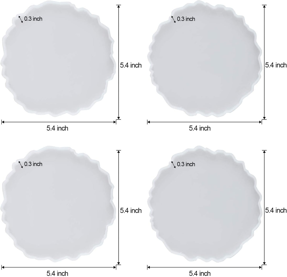 4 Pcs Silicone Coaster Molds X9369