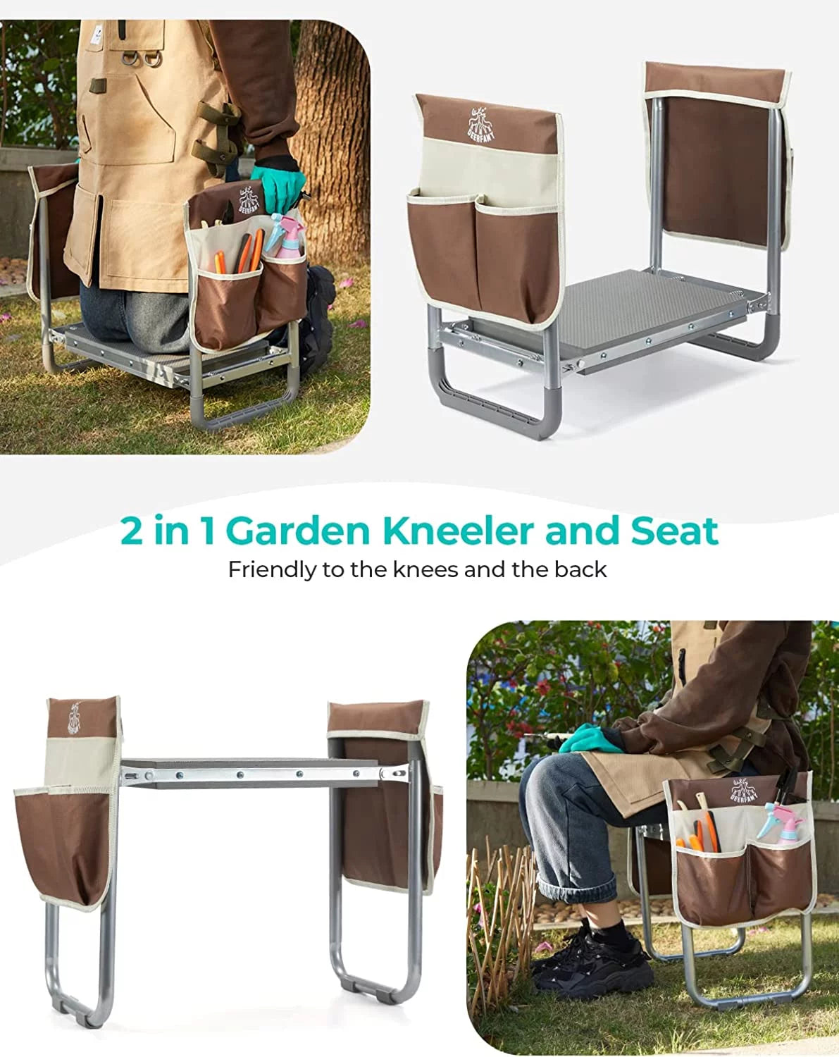 Folding Garden Kneeler Seat Portable Gardening Bench Stool M3698