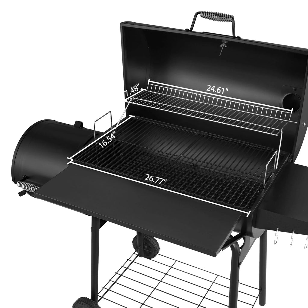 Steel Charcoal Grill with Offset Smoker D451