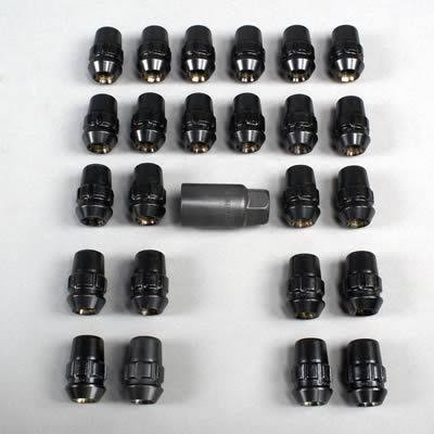 Black Chrome Cone Seat Acorn Wheel Locks N9839