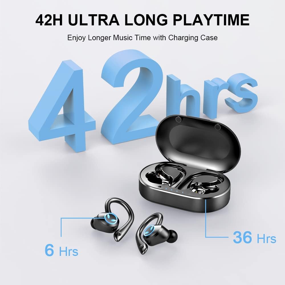 Wireless Bluetooth 5.1 Earbuds with Earhooks, Noise Cancelling Microphone, IP7 Waterproof Headset N3297