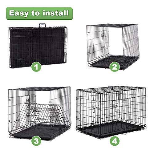48 inch Large Dog Crate Metal Wire Double-Door Folding Pet Cage with Plastic Tray I958528