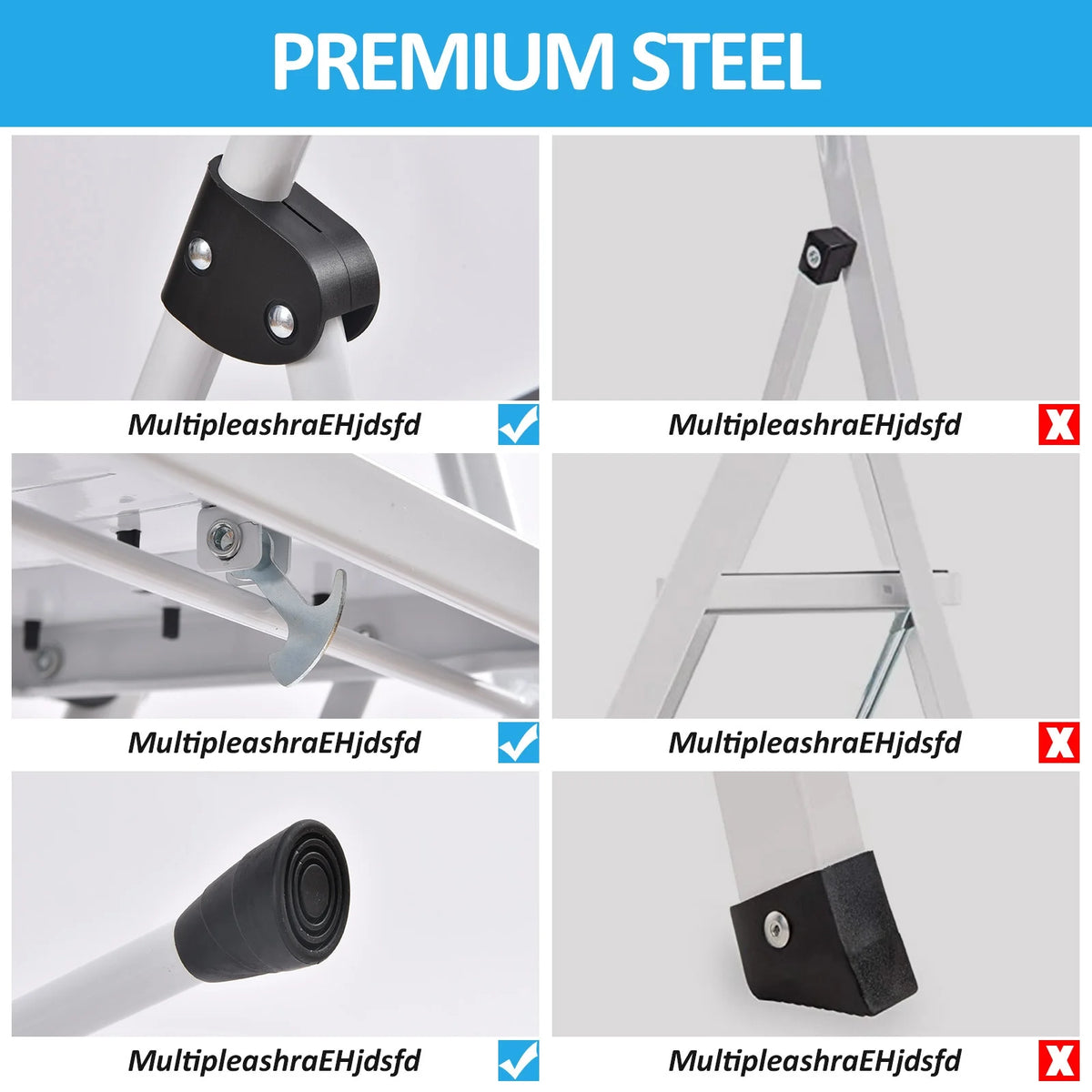 2 Step Stool Folding Step Ladder Non-slip White P291626