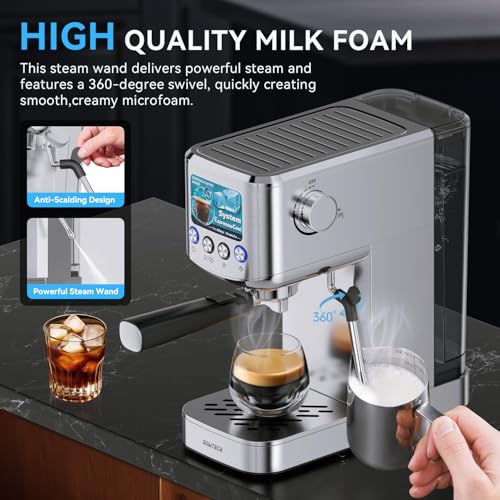 20 Bar Compact Stainless Steel Espresso Machine with Milk Frother E84144
