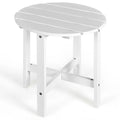18" Round Wooden Slat Patio Side Table in White F167899