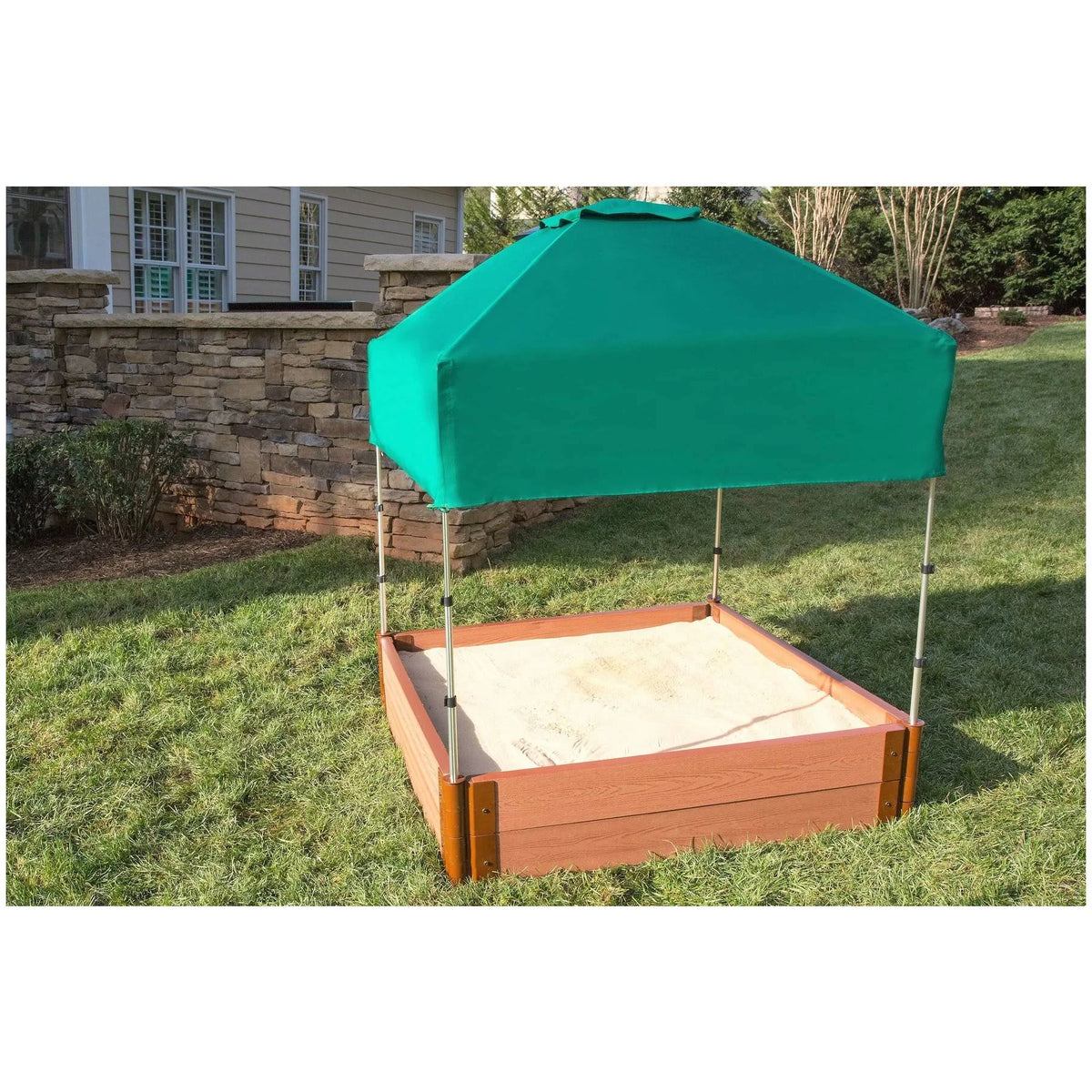 4 ft. x 4 ft. x 11 in. Square Sandbox Composite with Telescoping Canopy/Cover X443