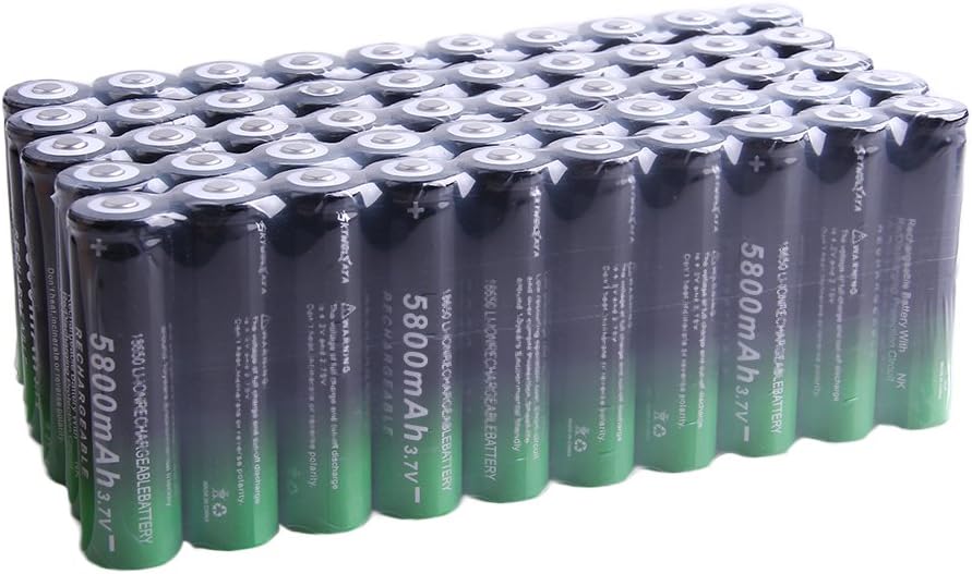 50 Pack 18650 Rechargeable 5800mAh 20A 3.7V Button Top Batteries K72458