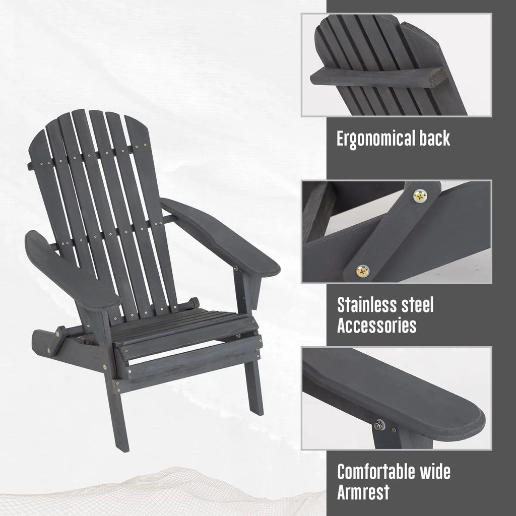 Folding Adirondack Chair Set of 2 Grey S2839