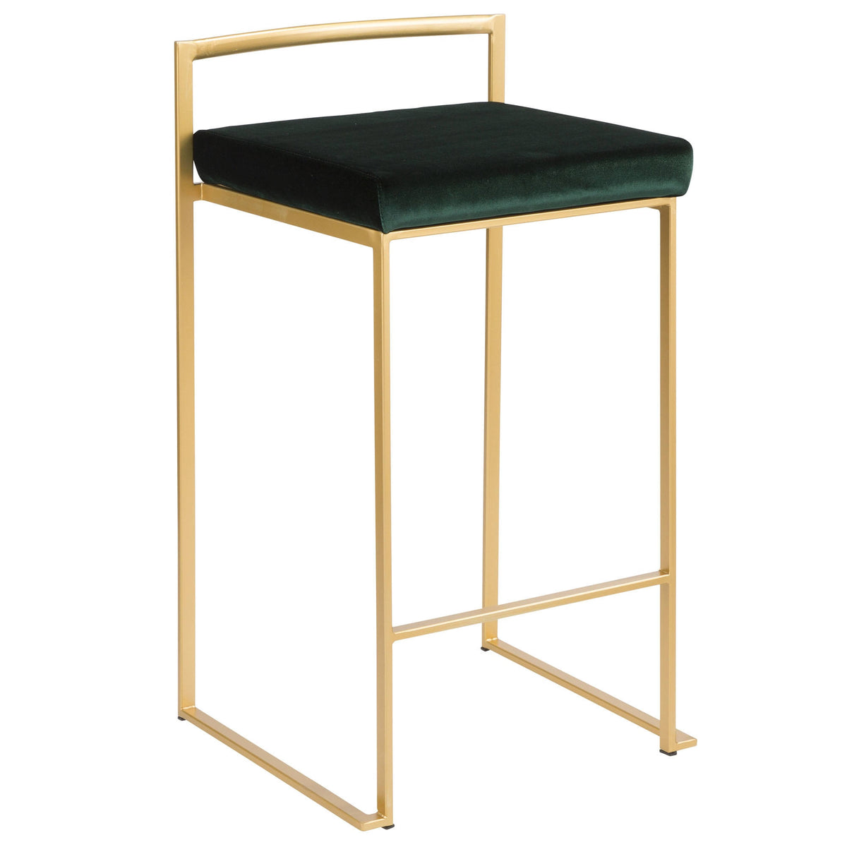 Brushed Gold and Green Velvet Barstools A478