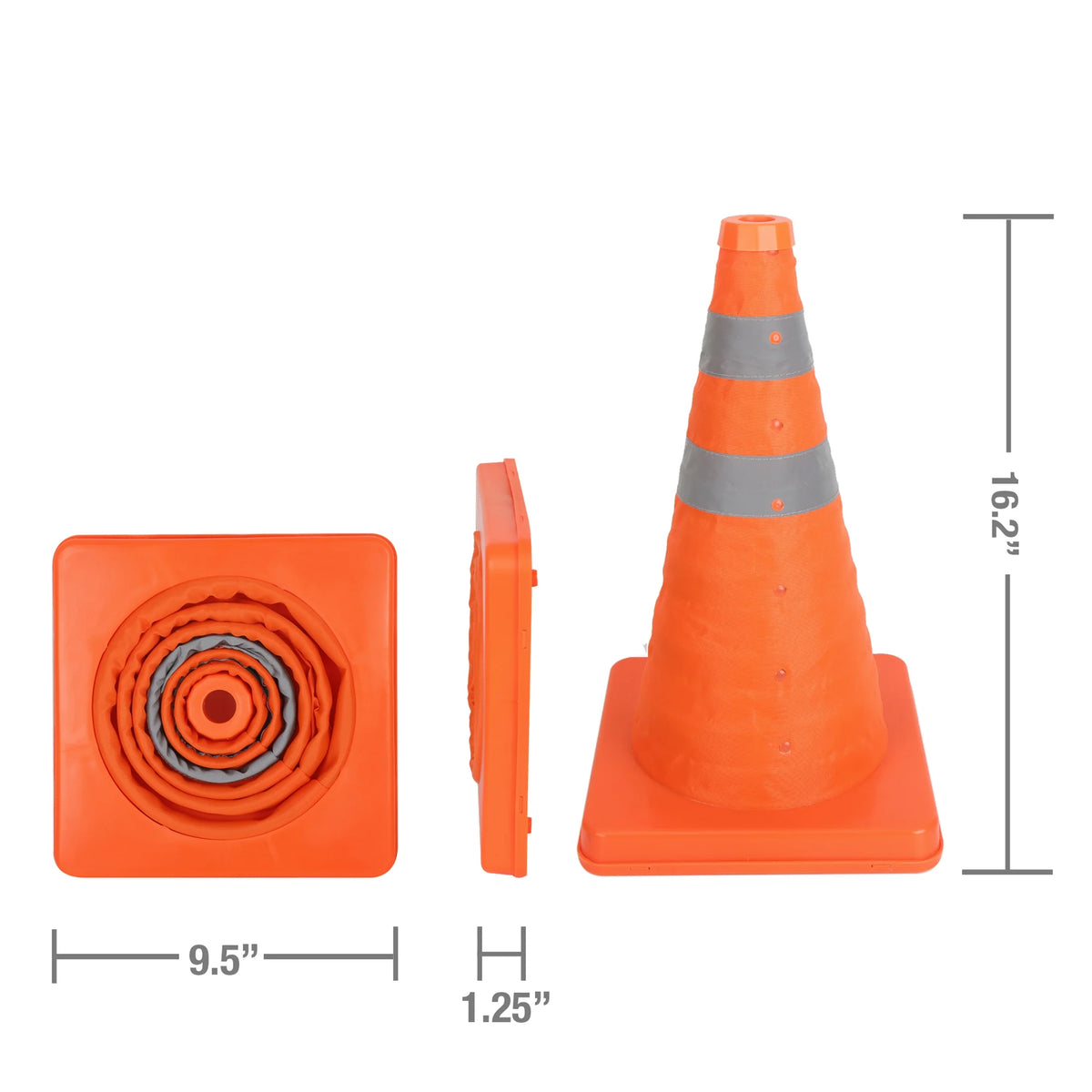 Collapsible Reflective Emergency Safety Cone 3 Pack Plastic S3364