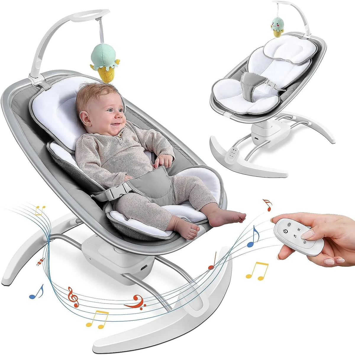 Portable Baby Swing with 3 Speeds Music Remote Control O7697