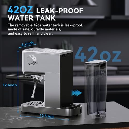 20 Bar Compact Stainless Steel Espresso Machine with Milk Frother E84144