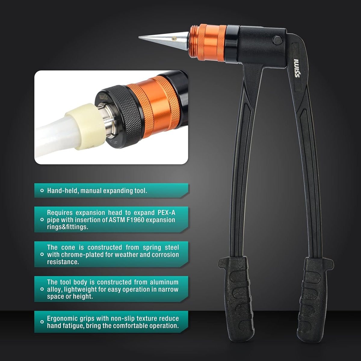 PEX-A Expander Tool Kit with Self-Rotary Expansion Heads 1/2,3/4 and 1-Inch N74139
