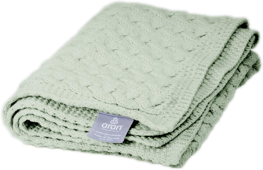 Oatmeal Merino Cable Knit Baby Blanket Throw V888