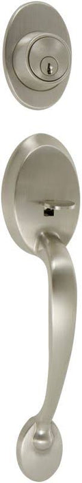 Satin Nickel Double Cylinder Entrance Handleset O738